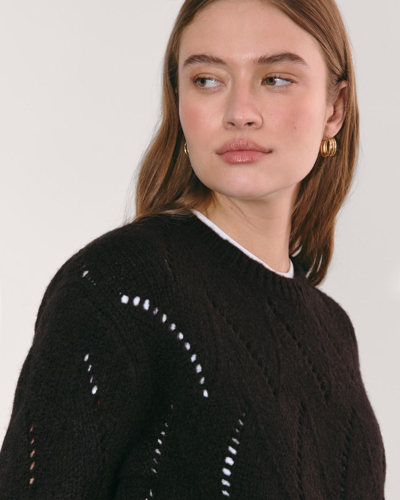 The Pointelle Sweater in Cloud Product Image