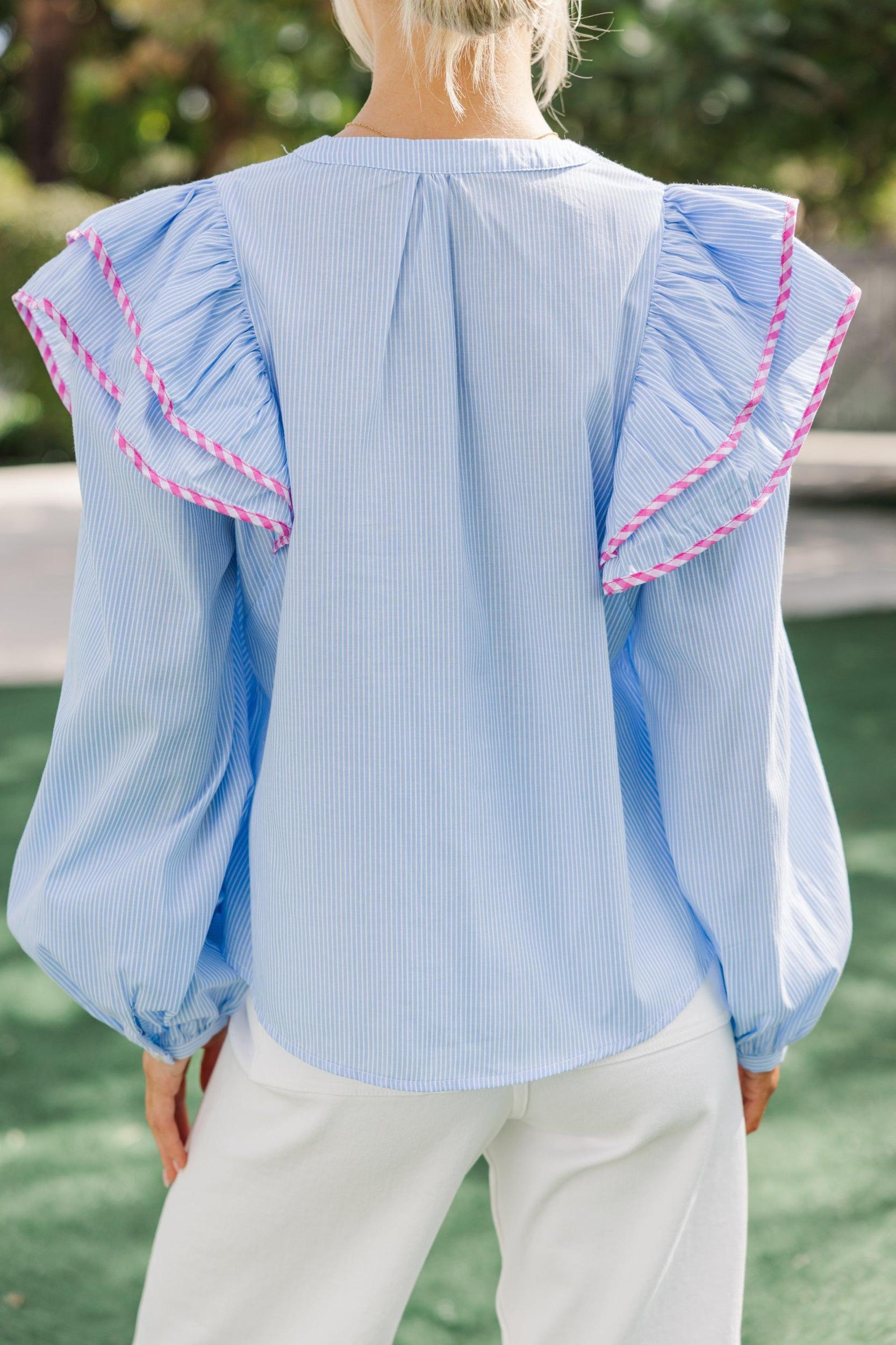 The Rendezvous Light Blue Striped Blouse Female Product Image