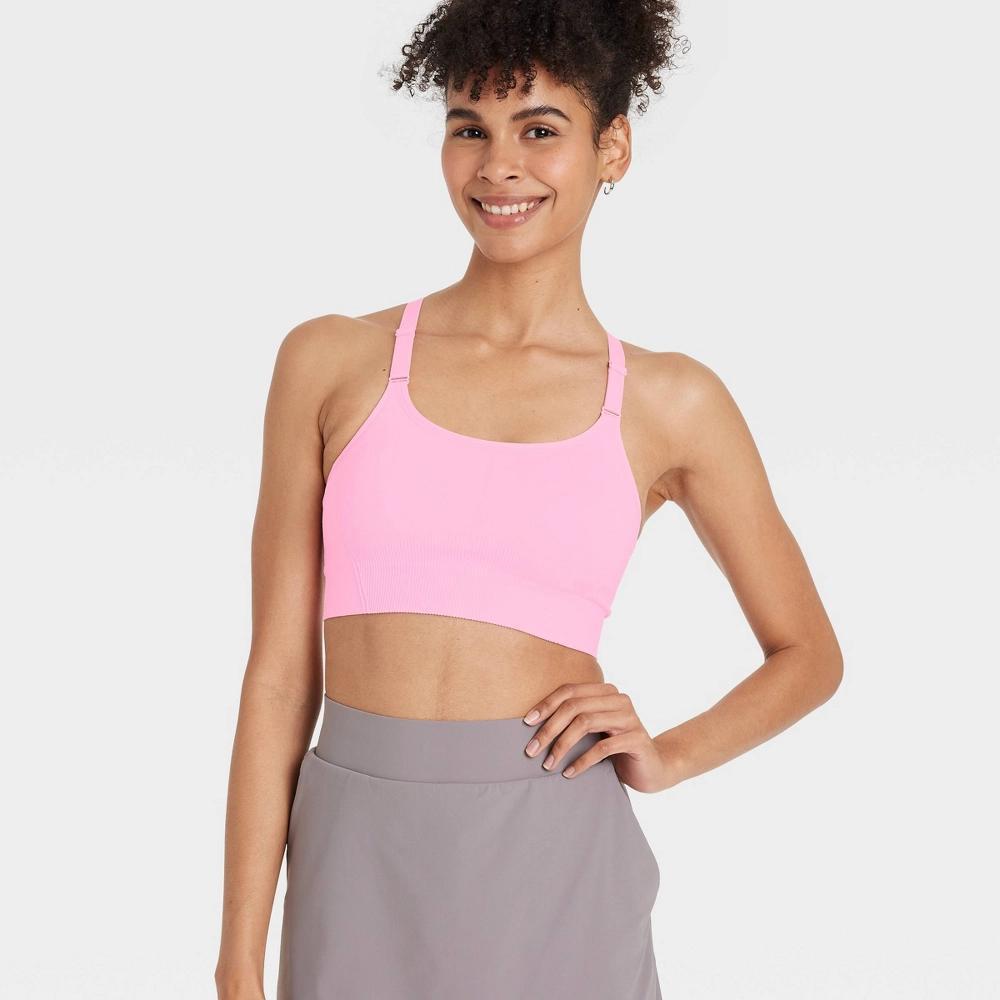 Womens Seamless Medium Support Cami Sports Bra - All In Motion Light XS: Racerback, Removable Cups Product Image