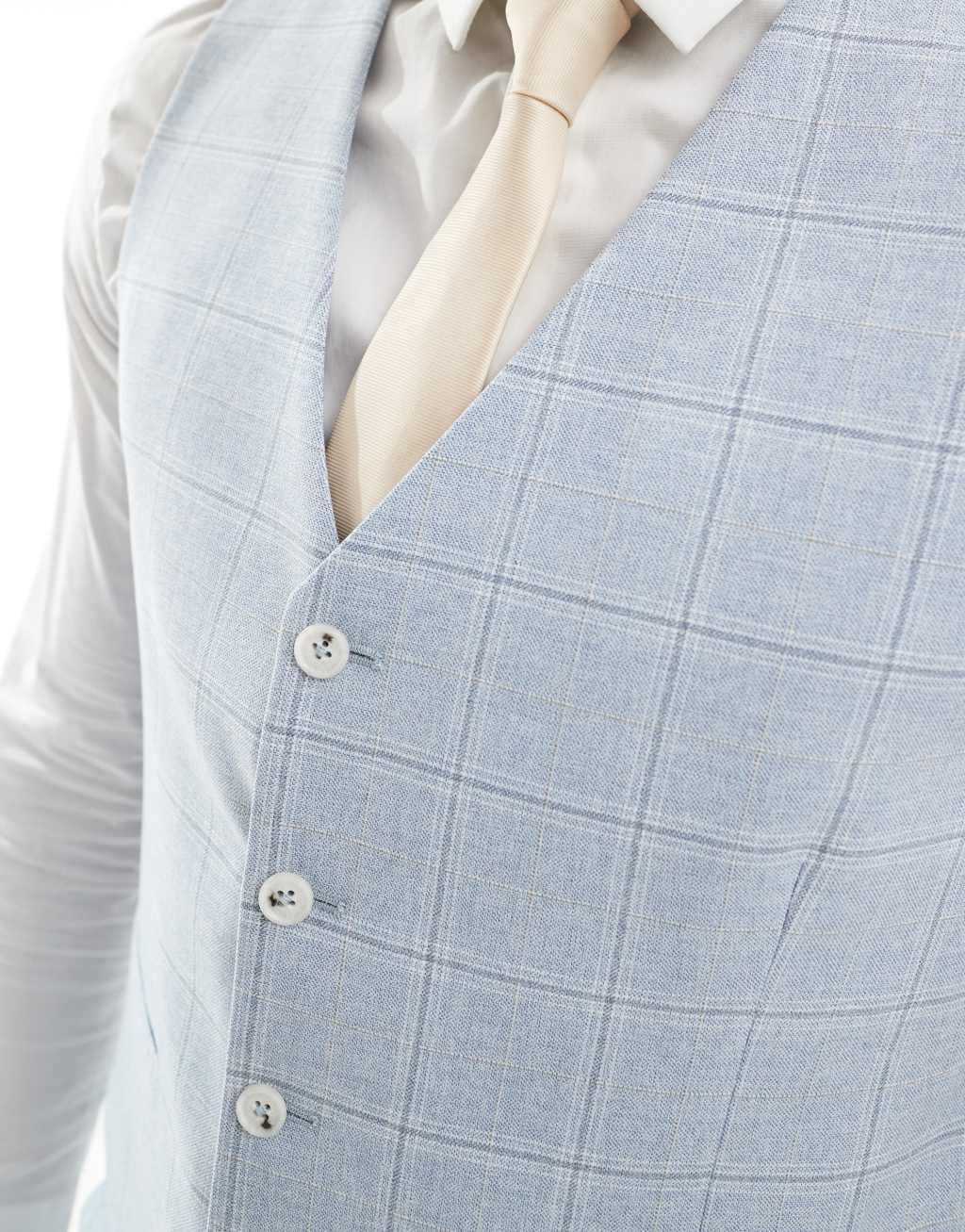 Shelby and Sons slim richmond suit vest in light blue Product Image