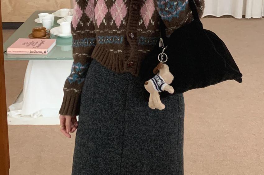 Argyle Print Button-Up Cardigan Product Image