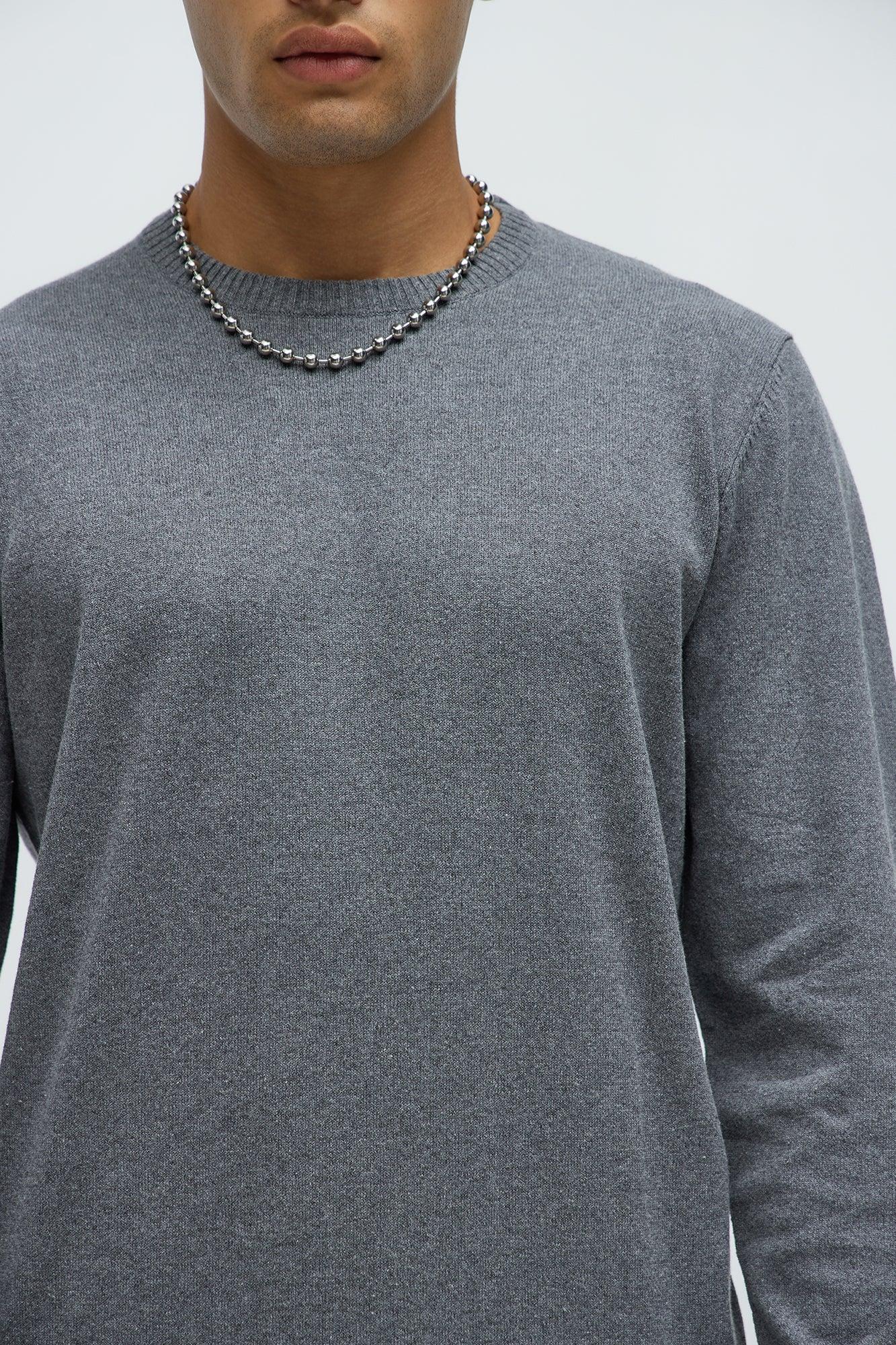 Cozy and Cool Crewneck Sweater - Heather Grey Product Image