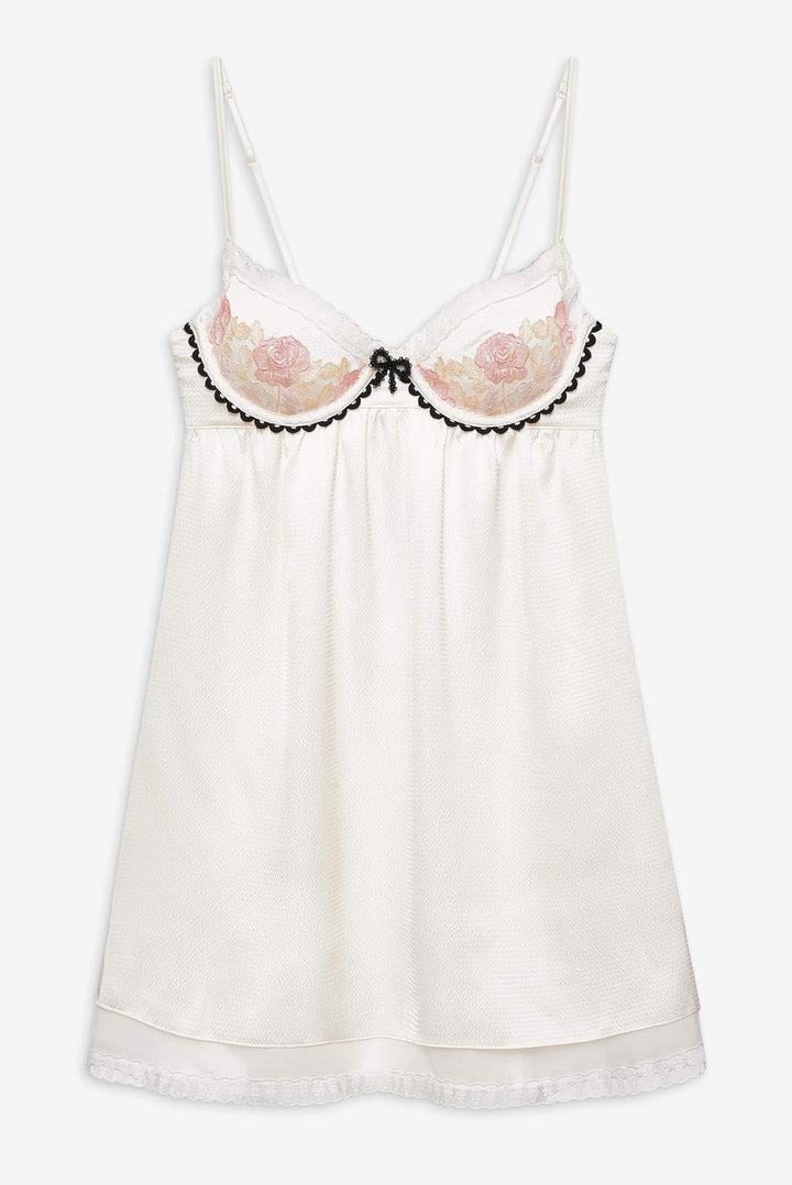 Evie Floral Slip Dress — White Product Image