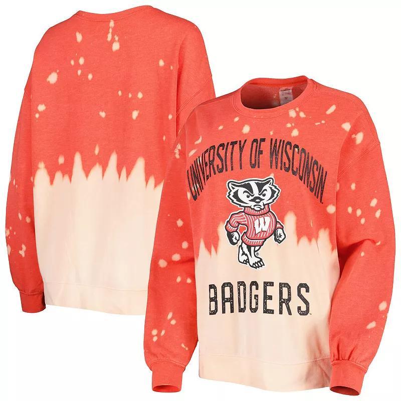 Womens Gameday Couture Red Distressed Wisconsin Badgers Twice As Nice Faded Dip-Dye Pullover Long Sleeve Top Product Image