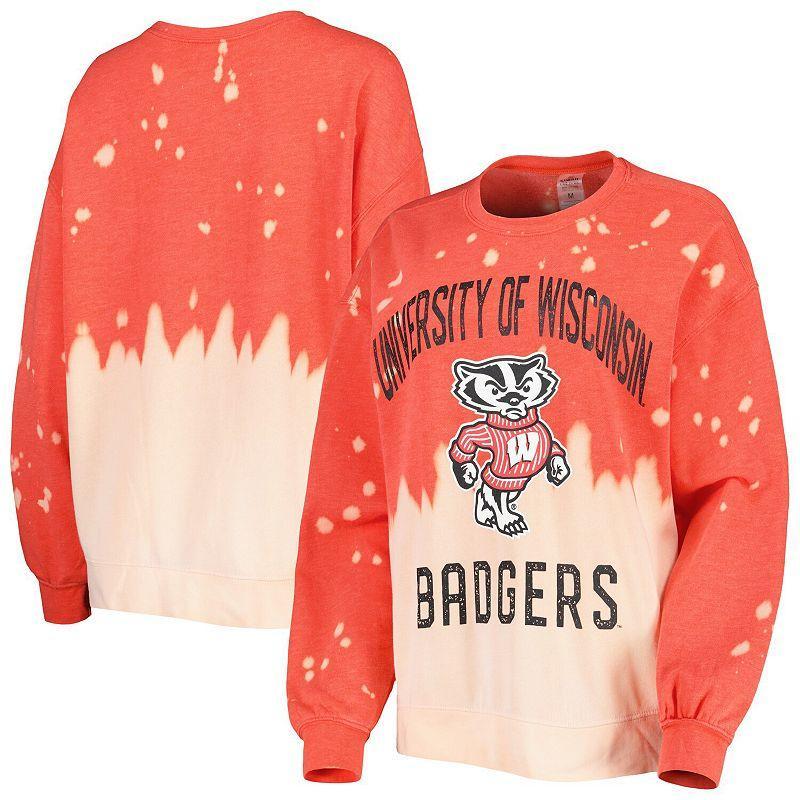 Womens Gameday Couture Red Distressed Wisconsin Badgers Twice As Nice Faded Dip-Dye Pullover Long Sleeve Top Product Image