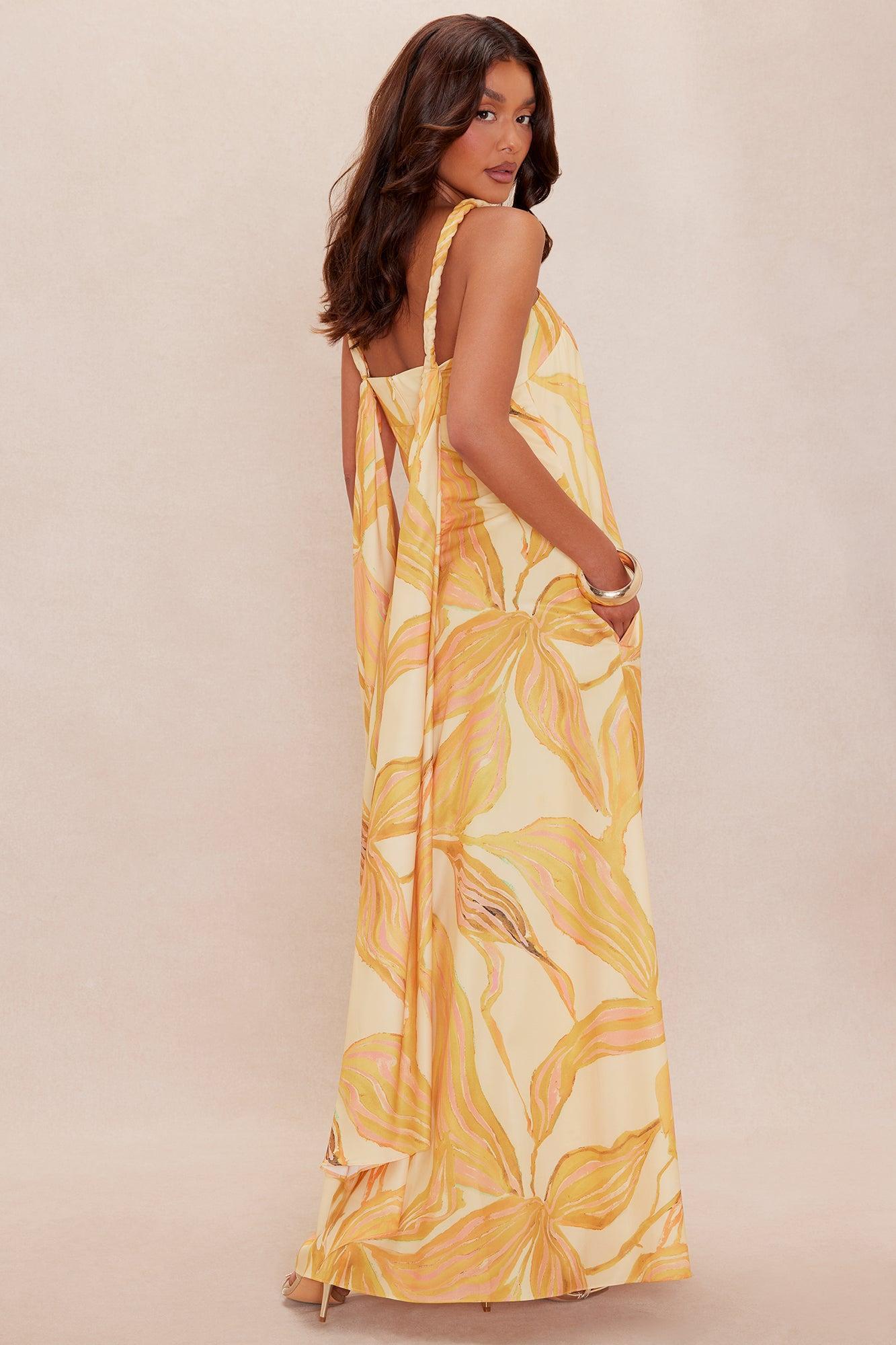Maslie Satin Maxi Dress - Yellow/combo Product Image