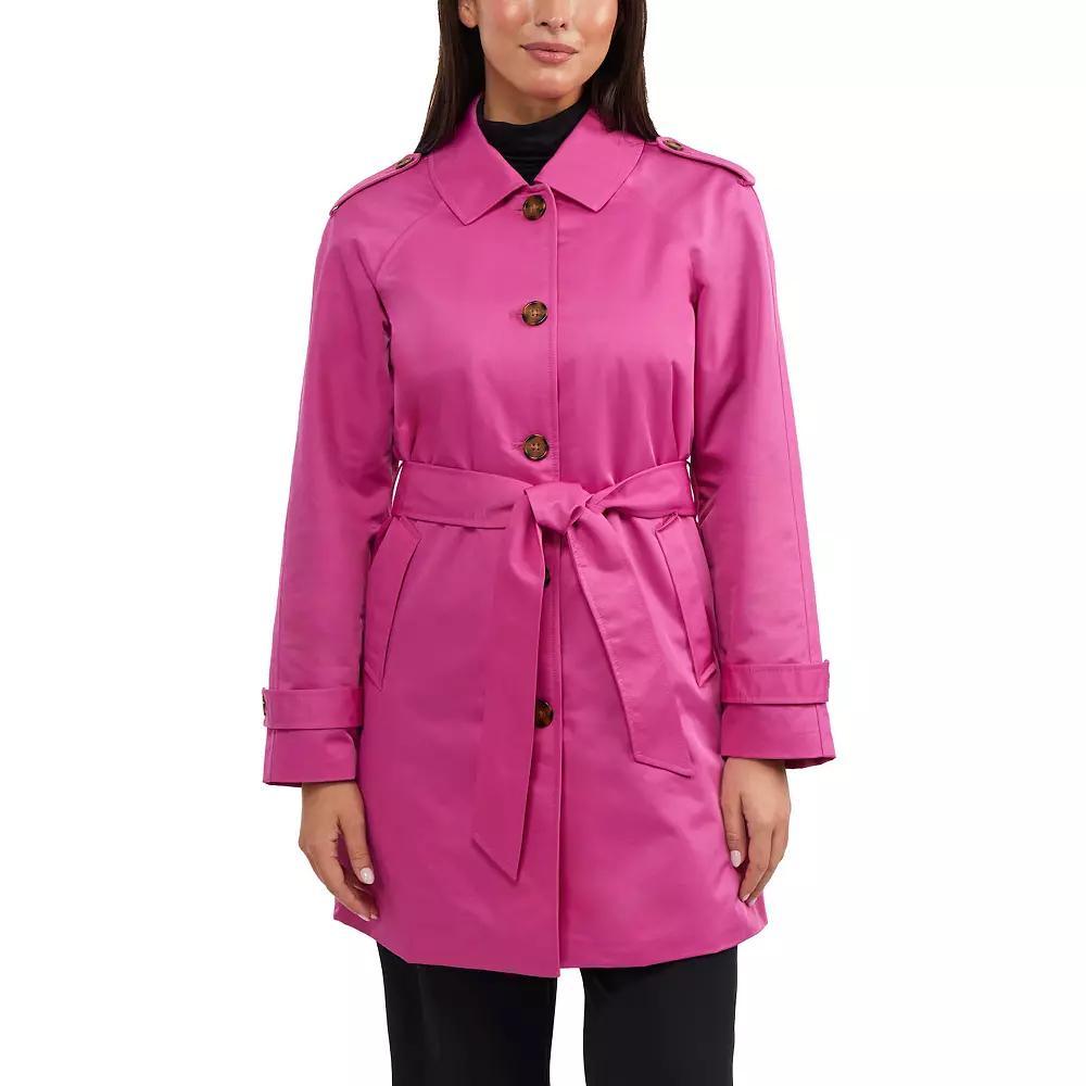 Women's Ellen Tracy Classic Trench Coat, Size: XL, Fuschia Product Image
