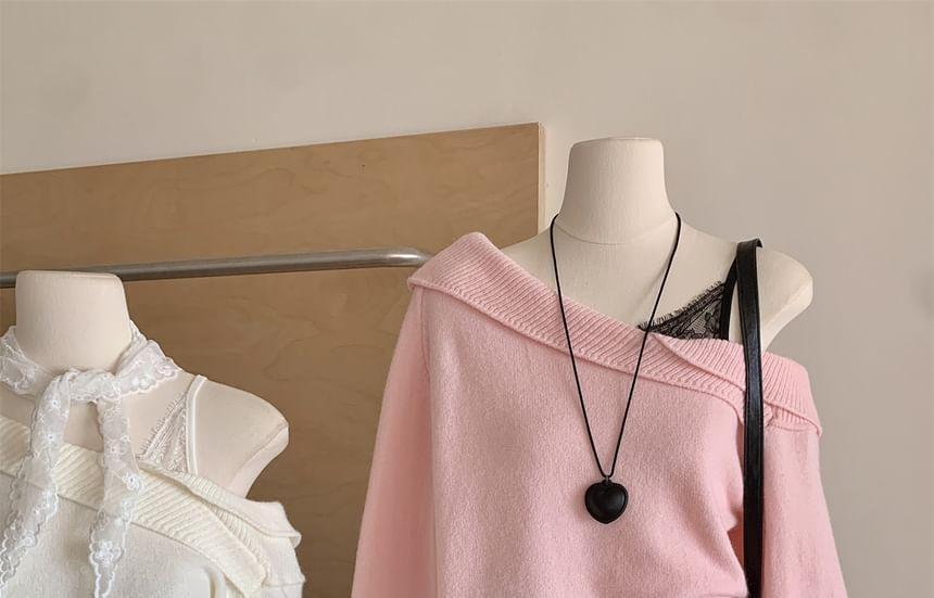 Mock Two-Piece Off Shoulder Sweater Product Image