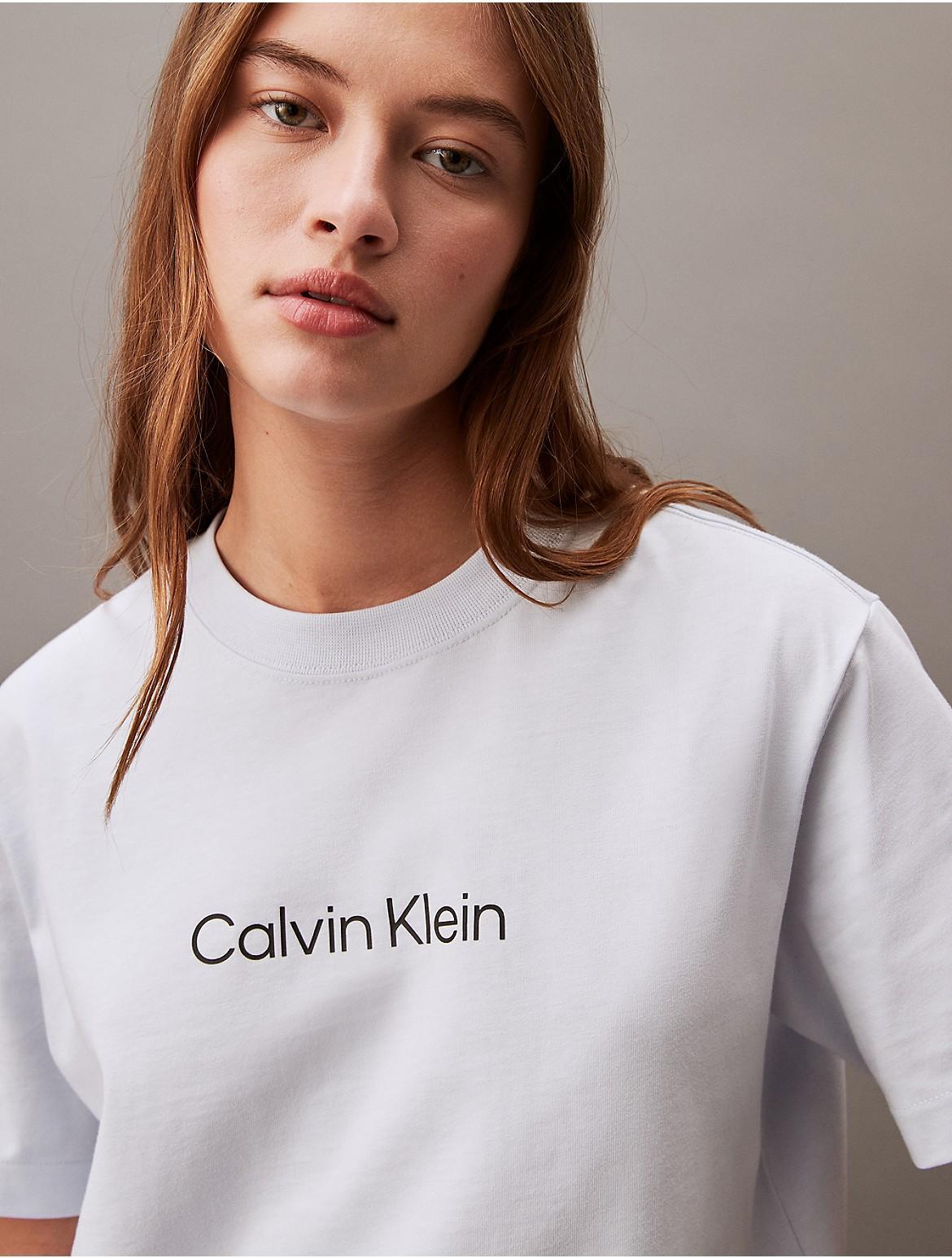 Calvin Klein Women's Standard Logo Boxy Fit Crewneck T-Shirt - White - L Product Image
