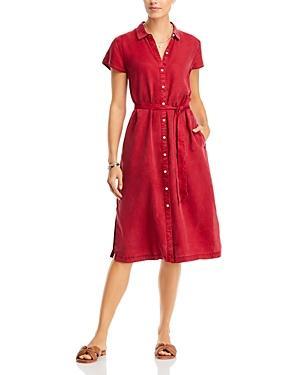 Tommy Bahama Mission Beach Soft Twill Point Collar Cap Sleeve Button Front Self-Tie Belt Shirt Dress Product Image