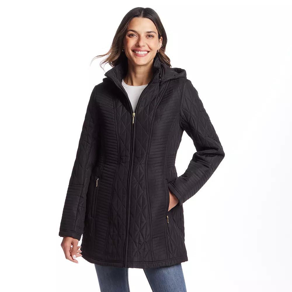 Womens Weathercast Quilted Hooded Front Zip Walker Jacket Product Image