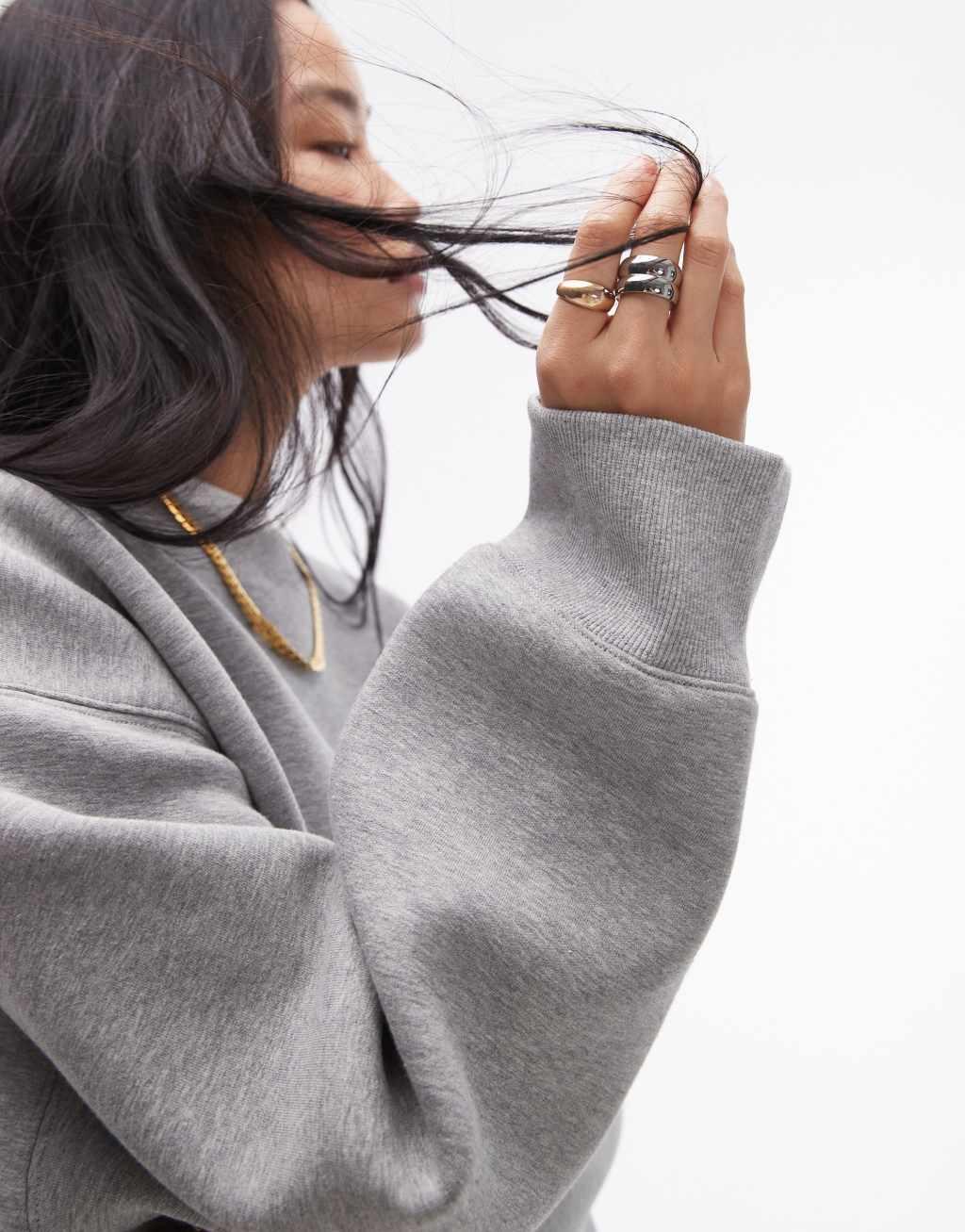 Topshop premium scuba sweat in gray heather Product Image