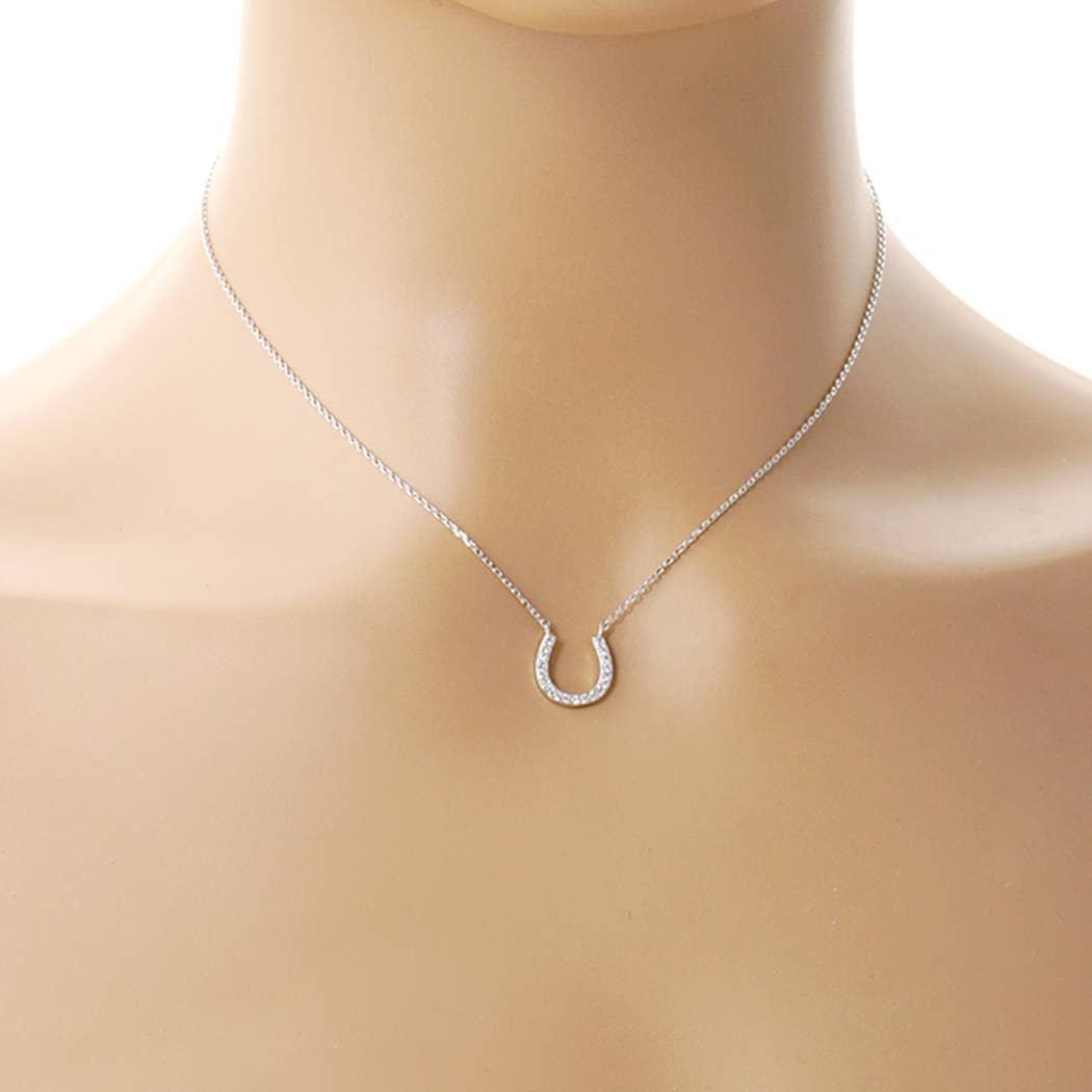 CZ Gold-Dipped Horseshoe Necklace Product Image