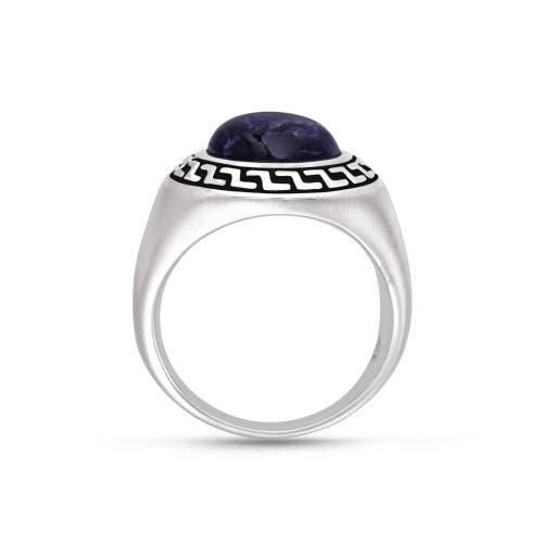 LuvMyJewelry Dark Blue Sodalite Sterling Silver Signet Men Ring at Nordstrom, Size 11 Product Image