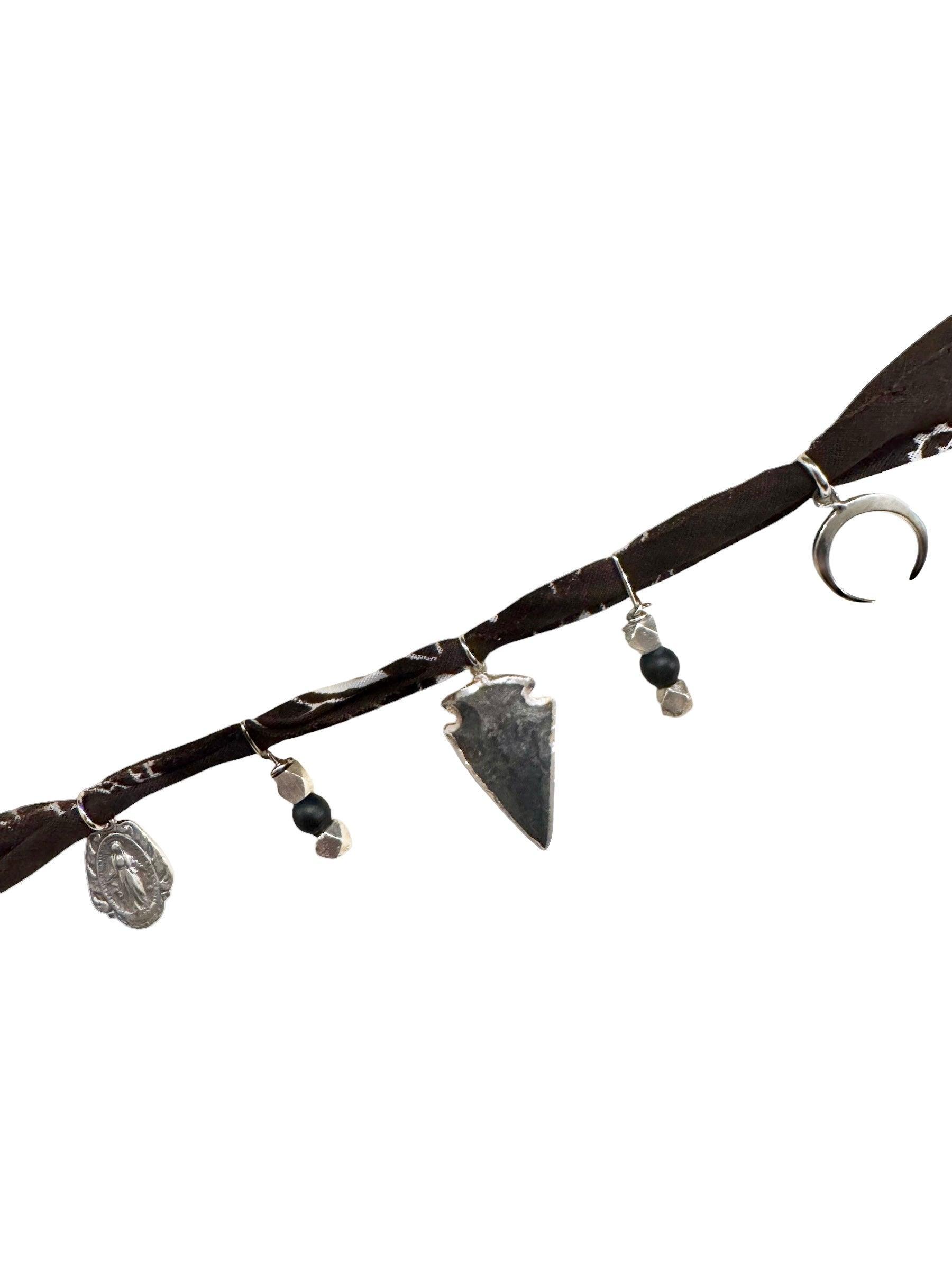 Sterling Silver Brown Bandana Necklace Product Image