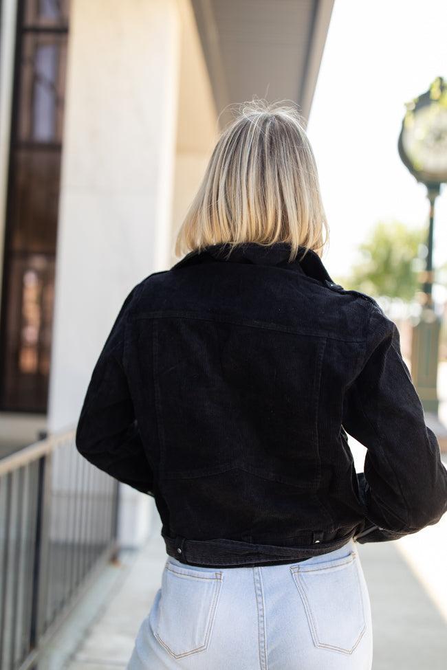 Dreaming of You Black Acid Wash Corduroy Moto Jacket FINAL SALE Product Image