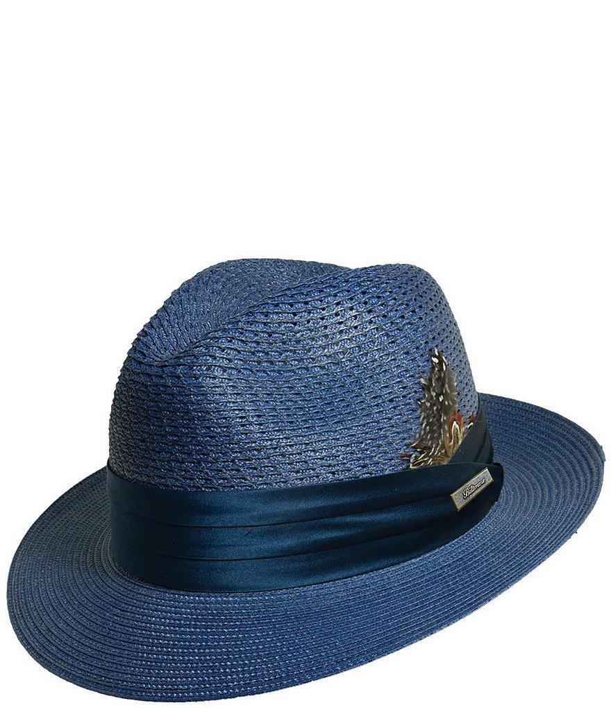 Milano Straw Silk Band Feather Fedora Hat Product Image
