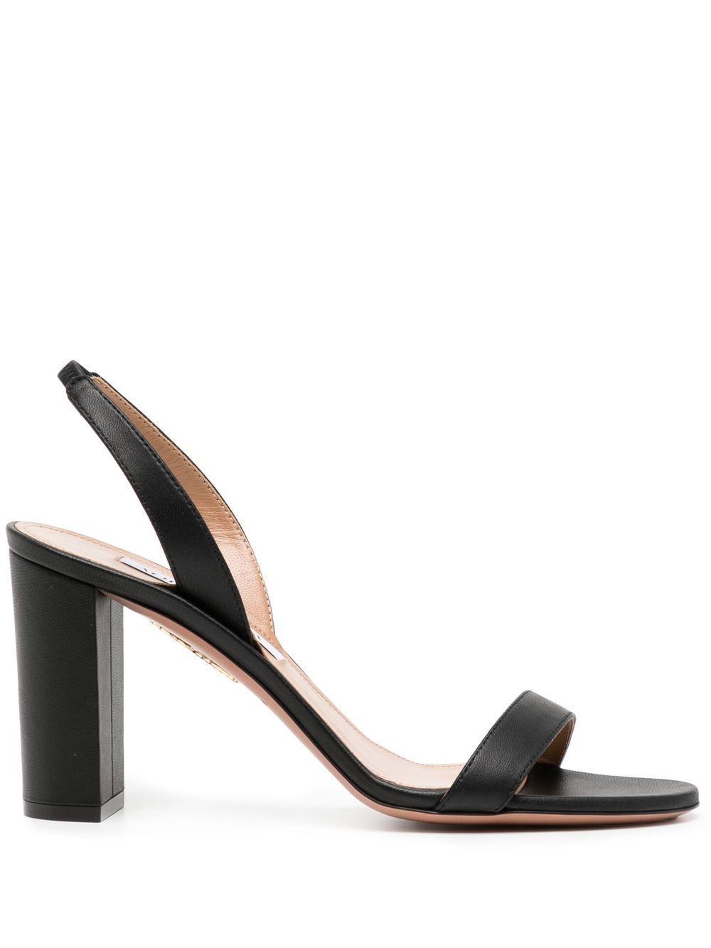 AQUAZZURA So Nude 85 Leather Slingback Sandals In Black Product Image
