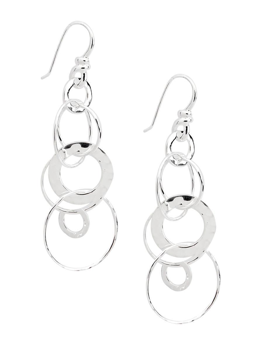 Medium Hammered Jet Set Drop Earrings in Sterling Silver Product Image