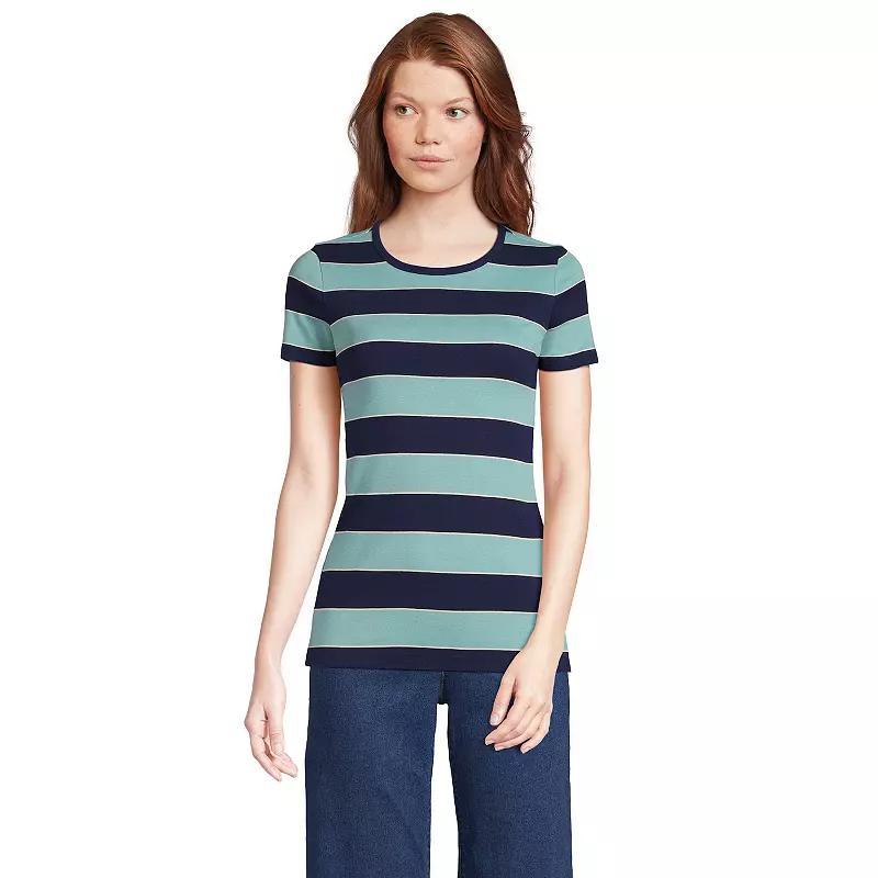 Women's Lands' End All-Cotton Crewneck Tee, Size: XS, Rouge Pink Product Image