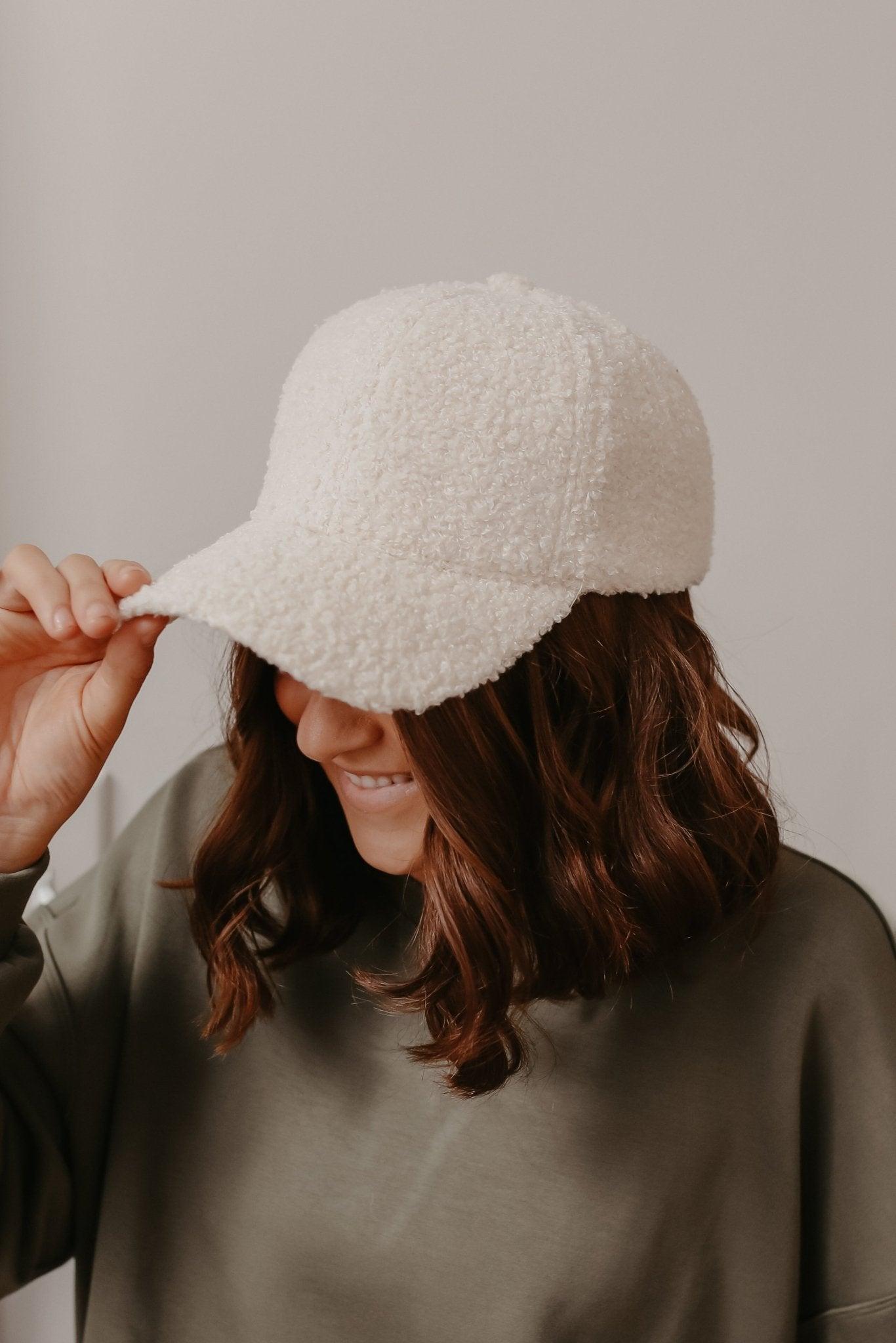Solid Cream Sherpa Baseball Cap - FINAL SALE Product Image