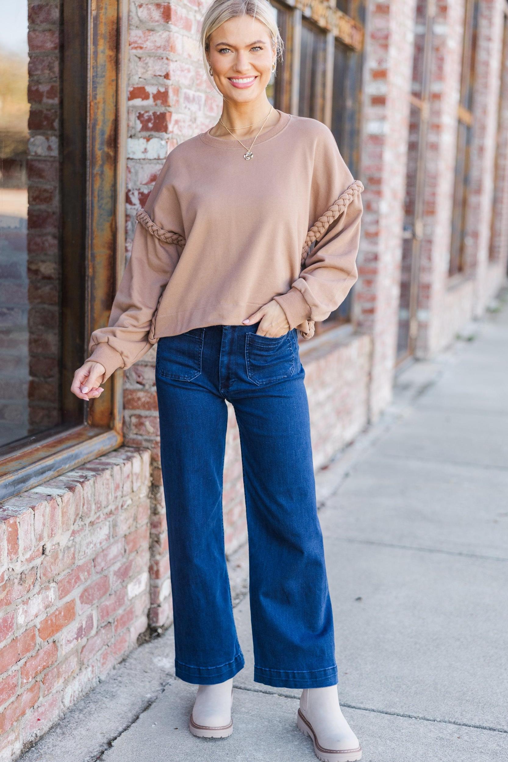 Get The Glow Mocha Brown Braided Sweater Female Product Image