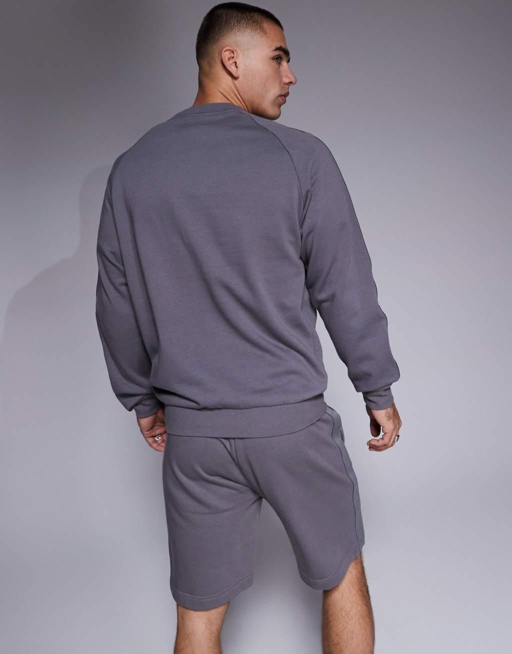 HUGO Bodywear tonal logo sweatshirt in gray Product Image