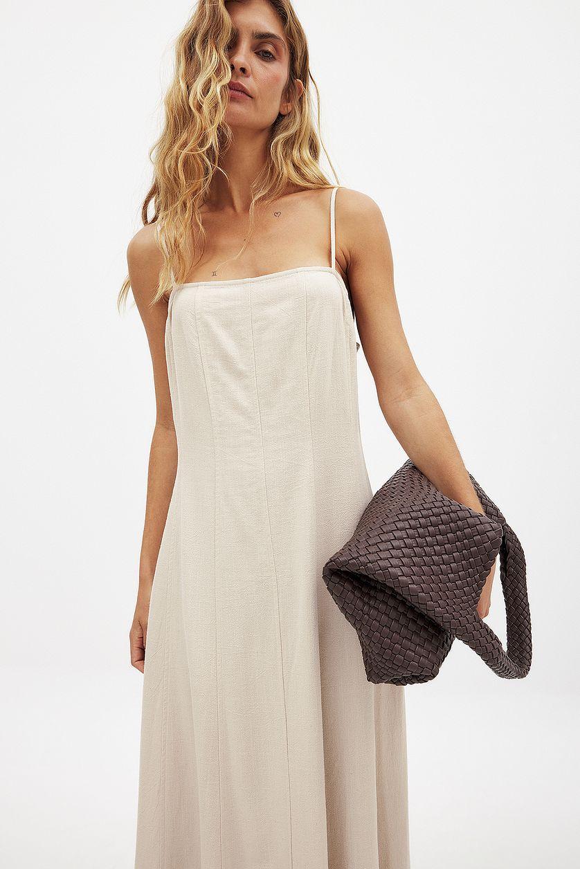 Linen Blend Seam Detail Maxi Dress Product Image