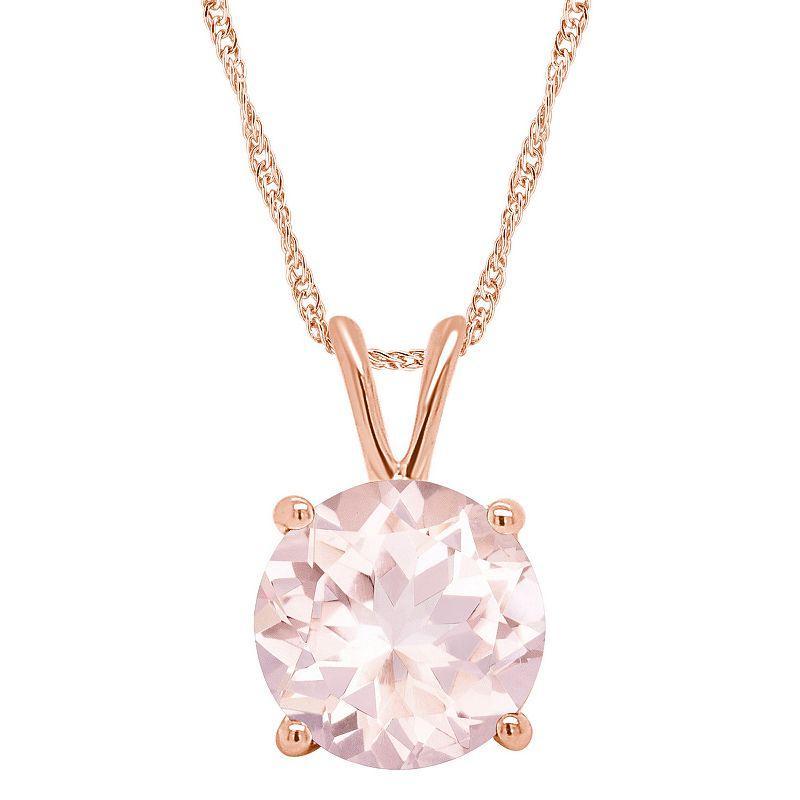 Alyson Layne 14k Gold Round Morganite Pendant Necklace, Women's, Size: 18", 14k Rose Gold Product Image
