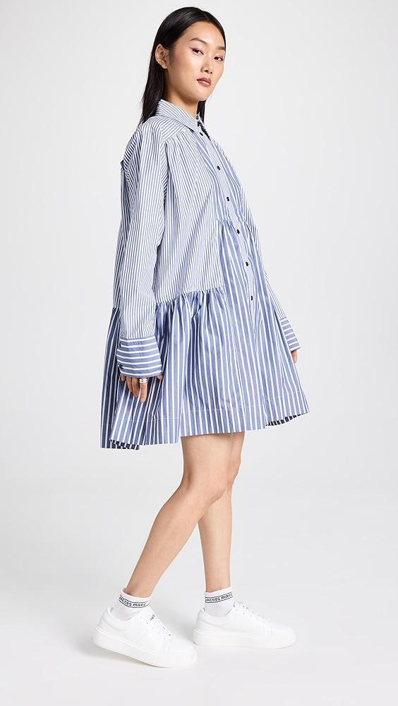 GANNI Stripe Cotton Wide Mini Shirt Dress | Shopbop Product Image