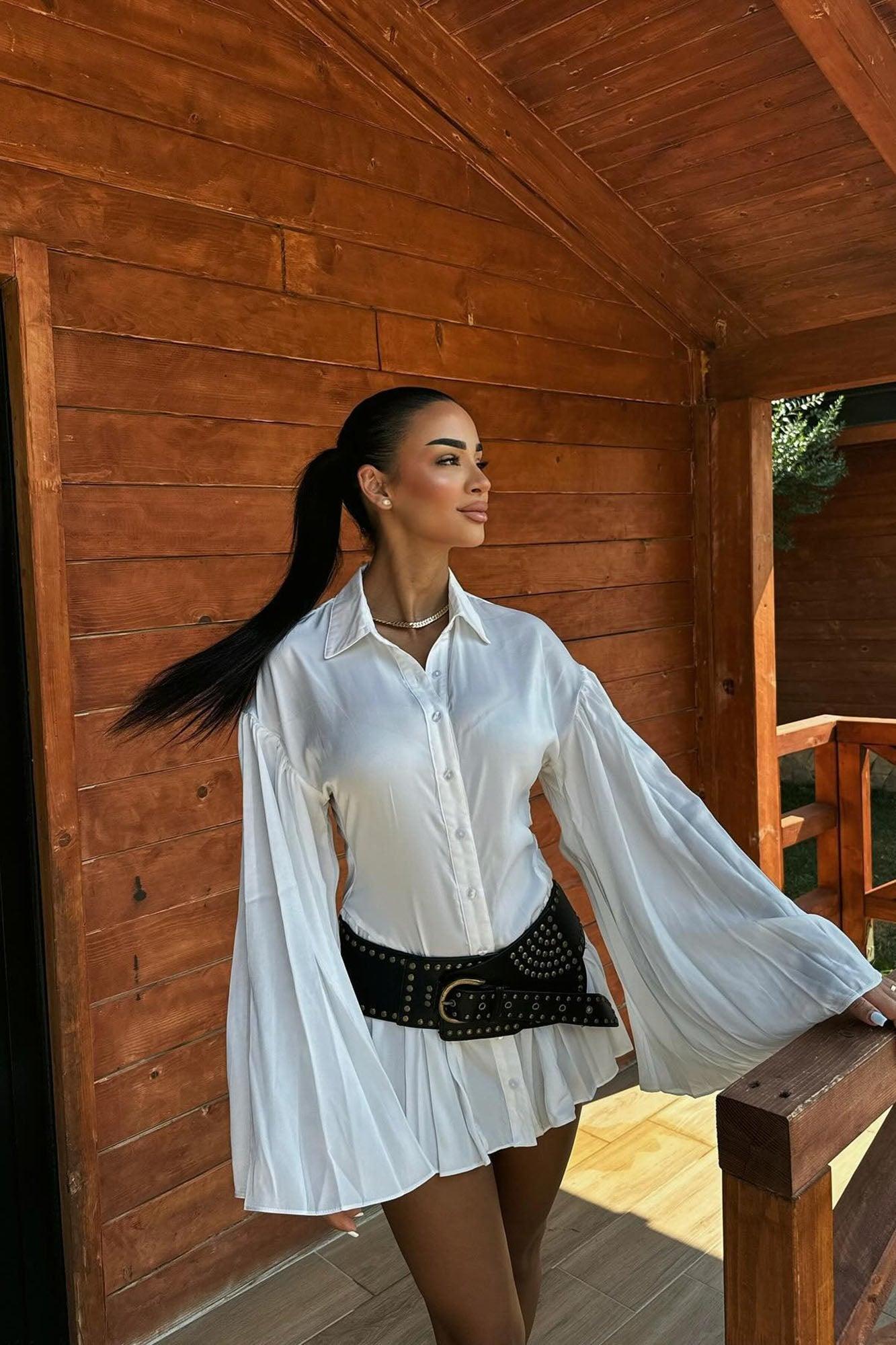 One of One Mini Shirt Dress - White Product Image