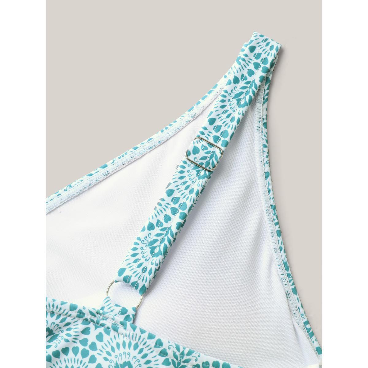Plus Size Geometric Print Surplice One-Piece Swimsuit Women's Swimwear Emerald Beach Gathered Curve Bathing Suits High stretch One Pieces BloomChic 28/5X Product Image