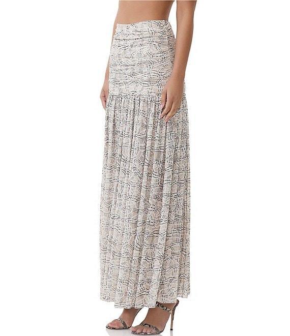 AFRM Val Lace Plaid Ruched Mesh Pleated Coordinating Skirt Product Image