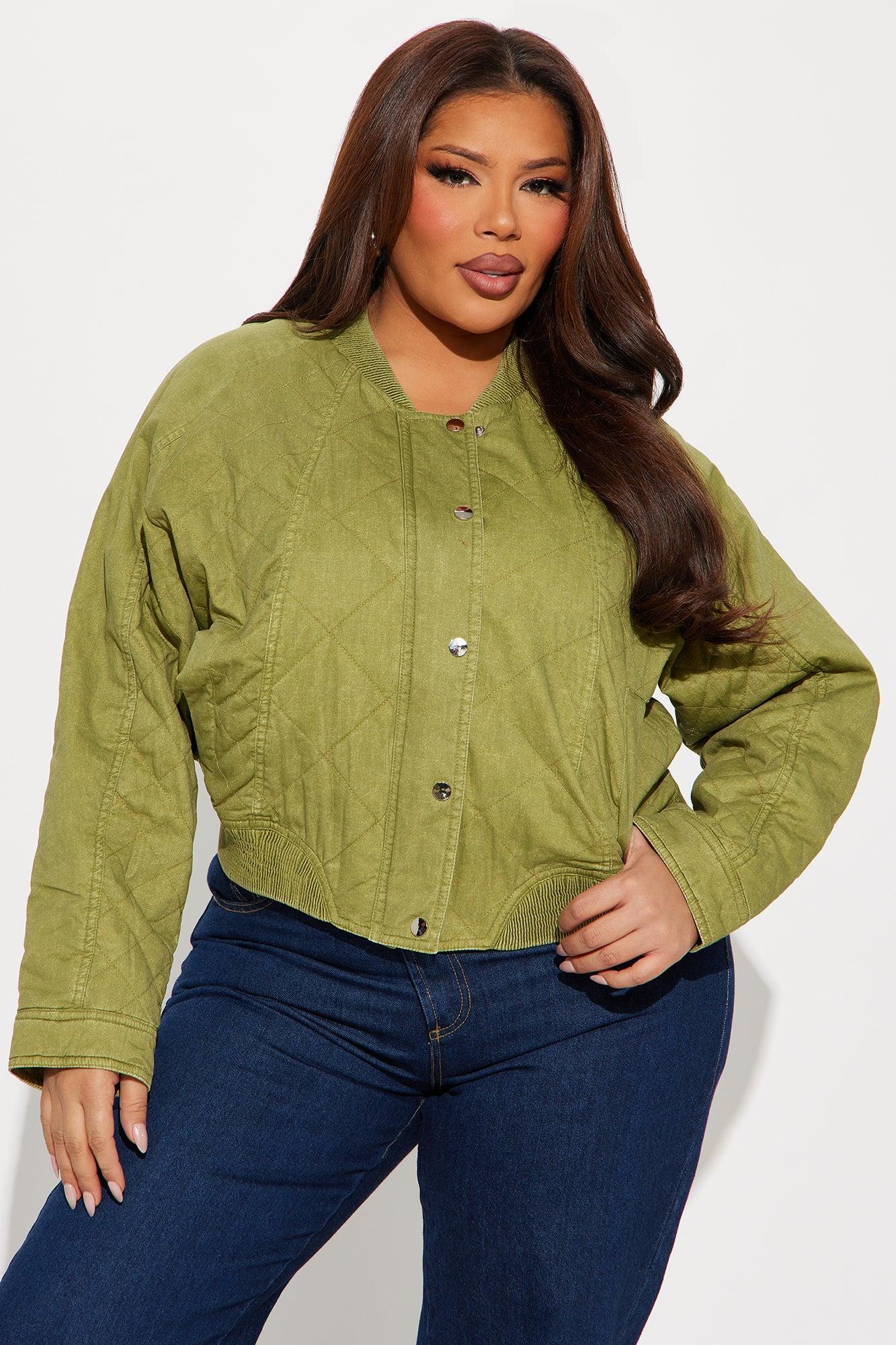 Mara Quilted Washed Bomber Jacket - Olive Product Image