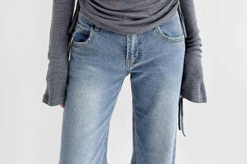 Long-Sleeve Plain Hooded Drawstring Shirred T-Shirt Product Image