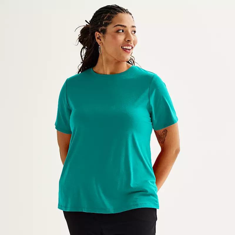 Plus Size Nine West Essential Crewneck Tee, Women's, Size: 0X, Just Pink Product Image