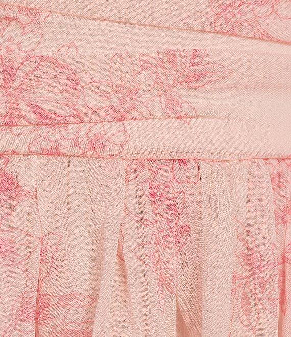 B. Darlin Floral Print Sweetheart Neck Long Sleeve Ruffle Dress Product Image