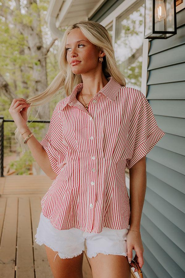 Kind Smile Seersucker Top in Red Product Image