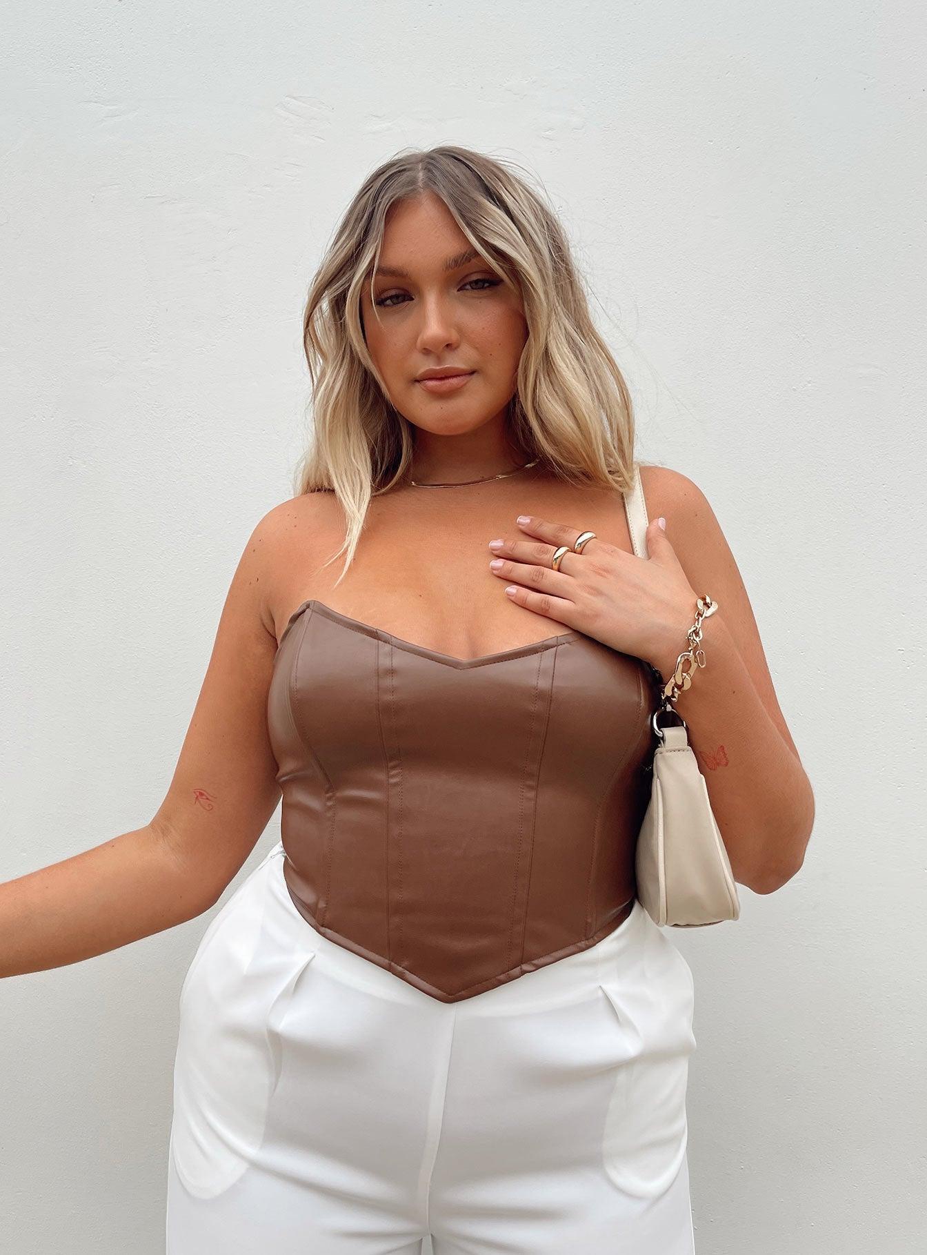 Jessica PU Bustier Brown Product Image
