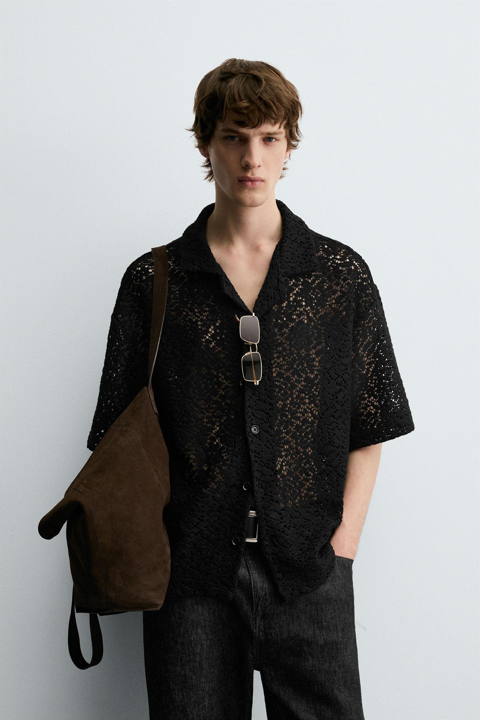 TEXTURED CROCHET SHIRT Product Image