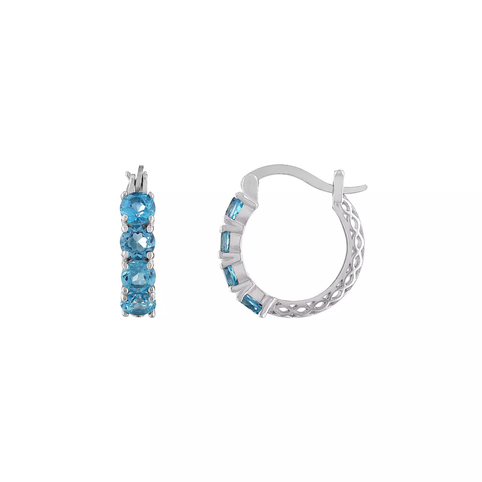 Designs by Gioelli Sterling Silver Filigree Hoop Earrings, Womens, Lab Created White Spphr Product Image