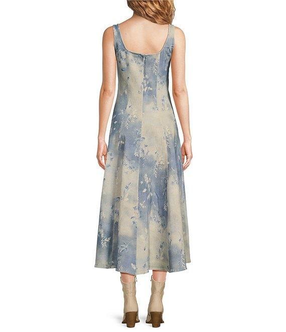 Reba Twill Antique Floral Scoop Neck Sleeveless Fit & Flare Tank Dress Product Image