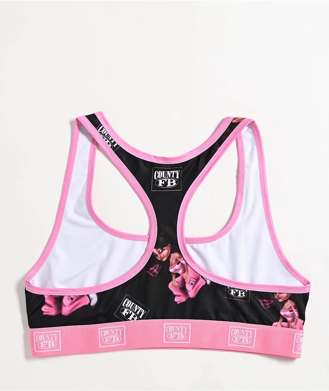 FB County Homegirl Black & Pink Sports Bra Product Image
