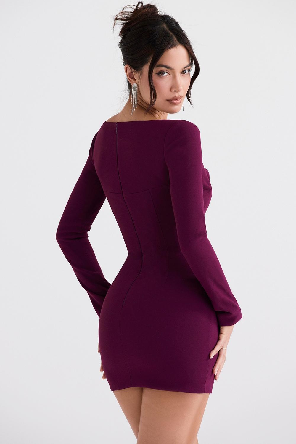 Marcella  merlot plunge corset dress Product Image