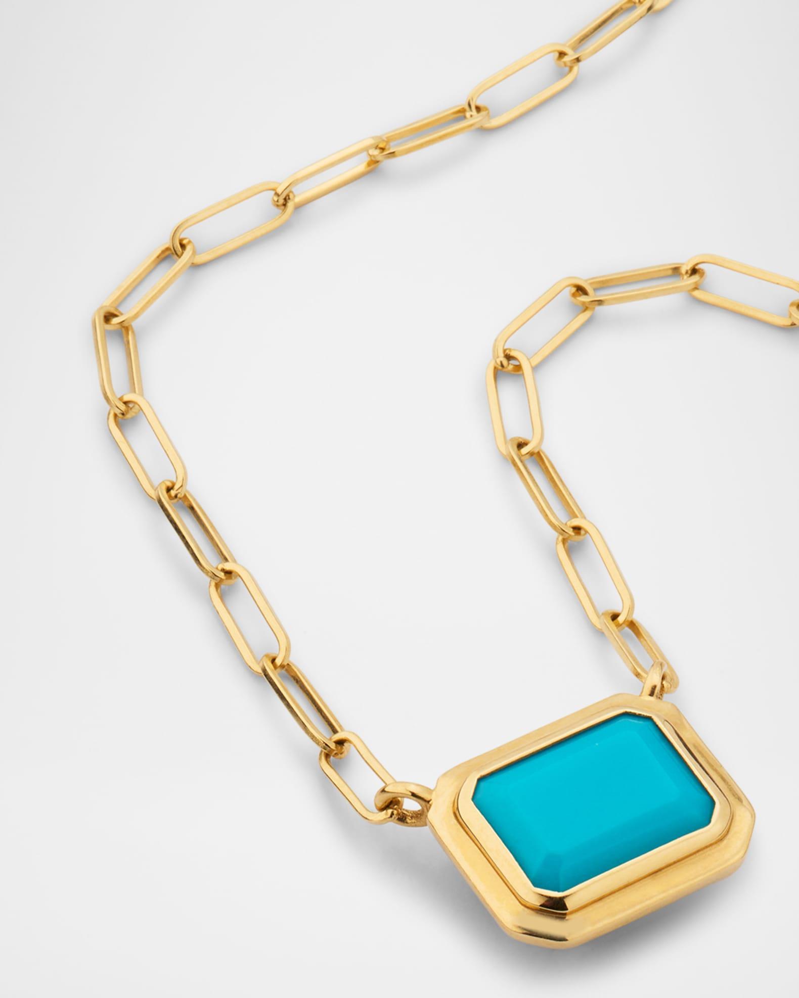 Manhattan 18K Yellow Gold Turquoise Pendant Necklace Product Image
