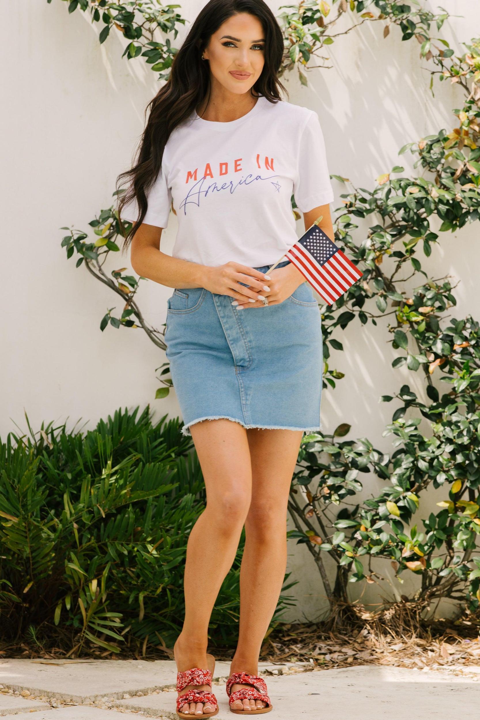 Made In America White Graphic Tee Female Product Image