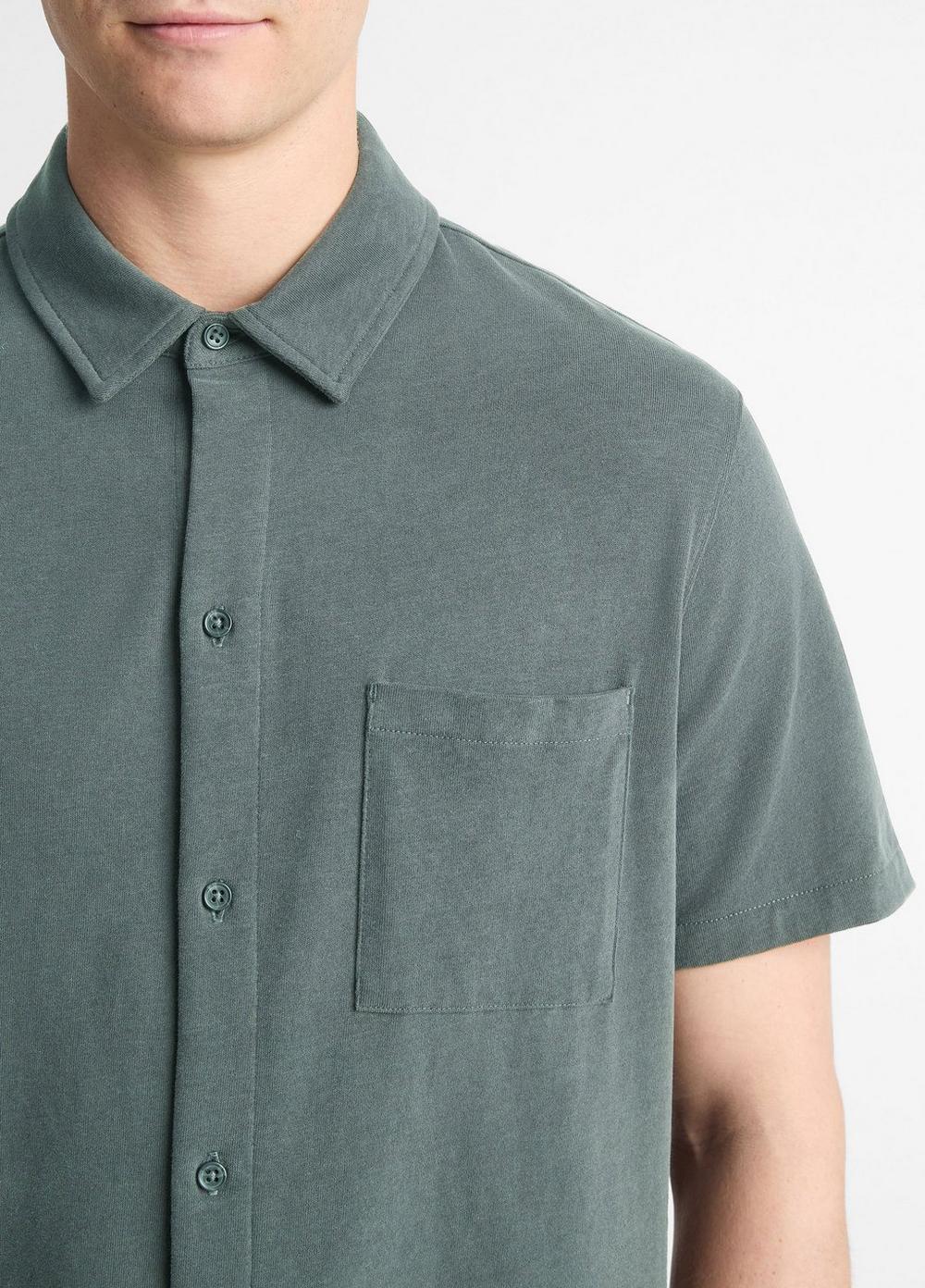 Mens Sueded Cotton Jersey Button-Front Shirt, Soft Black, Size XS Vince Product Image