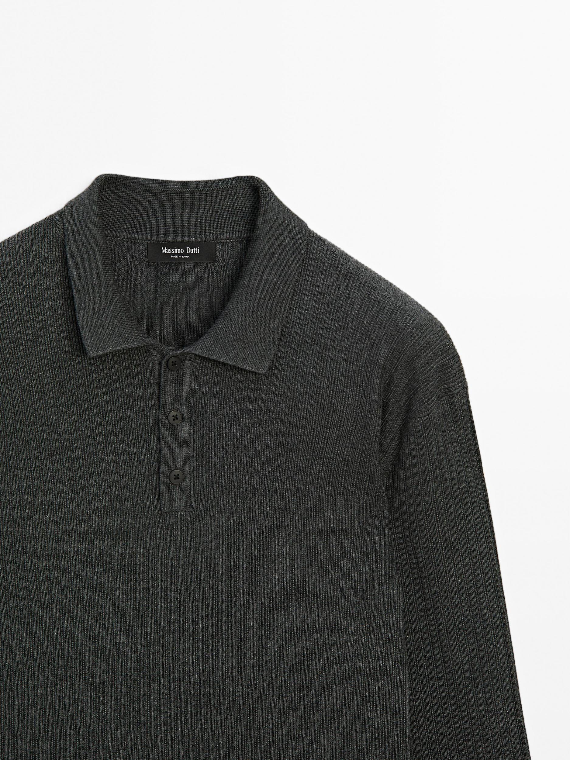 Cotton blend knit polo sweater Product Image