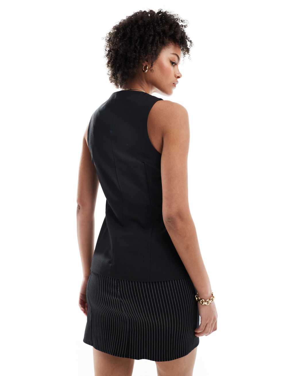 ASOS DESIGN Tall high neck vest in black Product Image