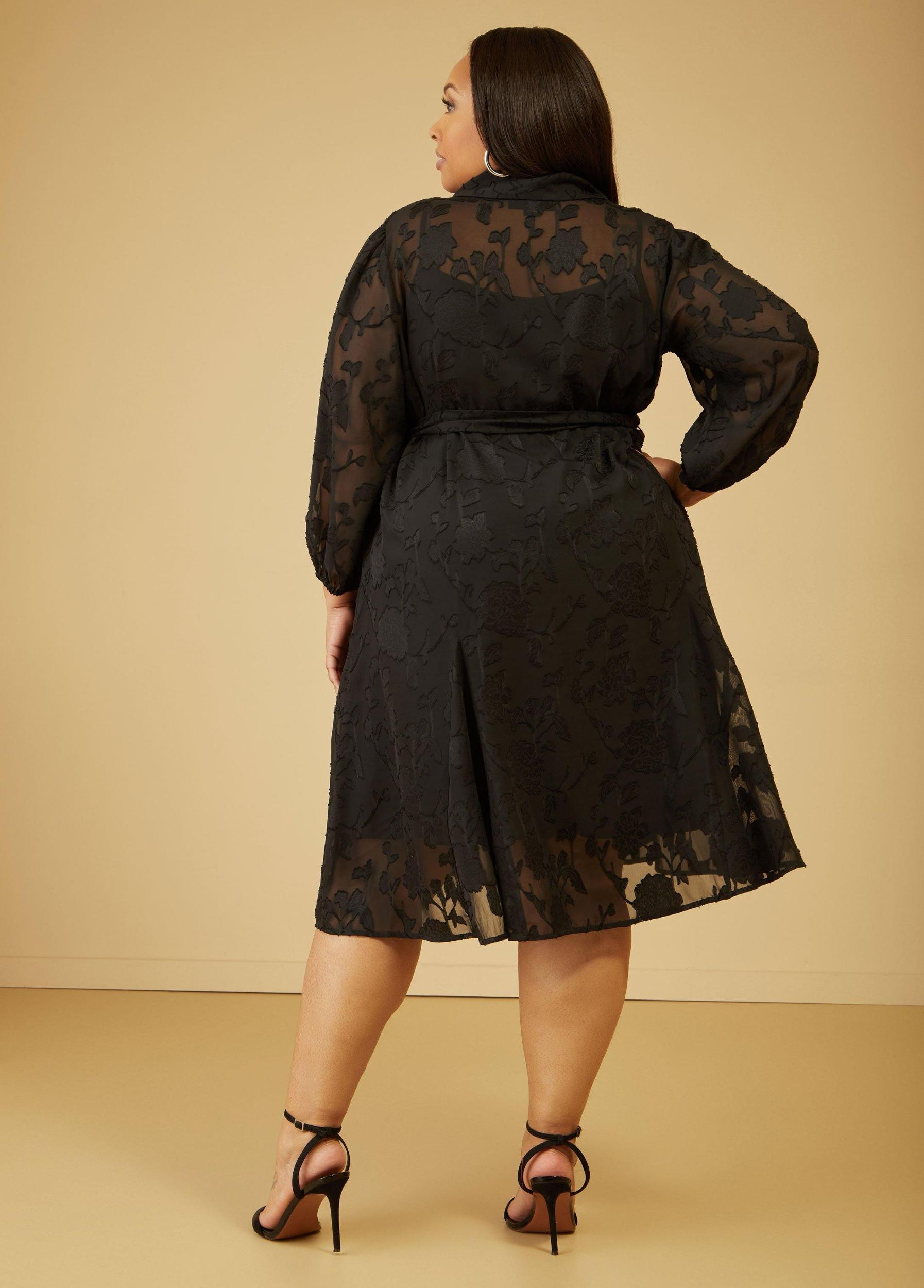 Textured Floral Shirtdress Product Image